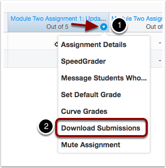 download submissions from the Gradebook